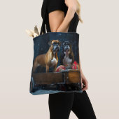 Bokser Sneeuwwitje Kerstdecoratie Tote Bag (Dichtbij)