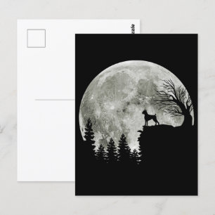 Bokser staande op Mountain Moon Light Halloween Briefkaart