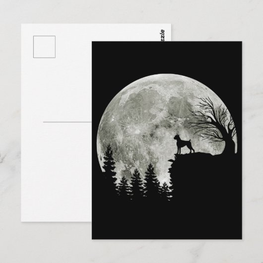Bokser staande op Mountain Moon Light Halloween Briefkaart (Voorkant / Achterkant)