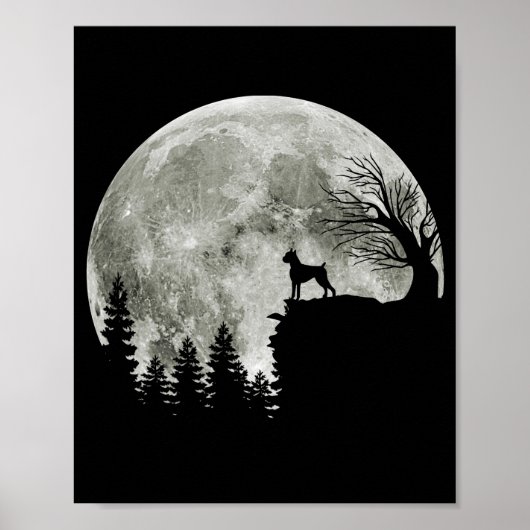 Bokser staande op Mountain Moon Light Halloween Poster (Voorkant)