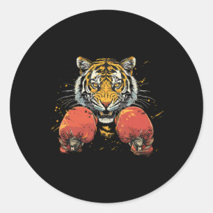 Bokser Tijger Met Bokshandschoenen Kickboksen Funn Ronde Sticker
