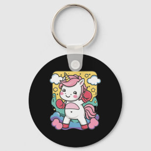 Bokser Unicorn met bokshandschoenen houdt van boks Sleutelhanger