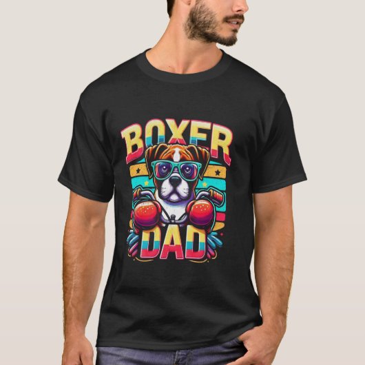 Bokser Vader Grappige Boxer Hond Dier Voor Mannen T-shirt (Voorkant)