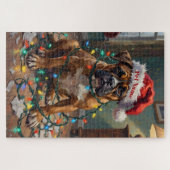 Bokser verstrikt in kerstverlichting Schuldige Hoe Legpuzzel (Horizontaal)