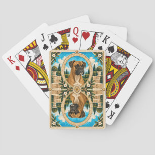 Bokser, Vintage Waterverf Honden Kunst Pokerkaarten