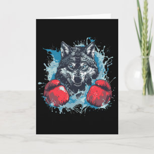 Bokser Wolf Met Bokshandschoenen Kickboksen Funny  Kaart