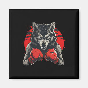 Bokser Wolf Met Bokshandschoenen Kickboksen Funny  Magneet
