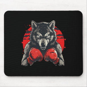 Bokser Wolf Met Bokshandschoenen Kickboksen Funny Muismat