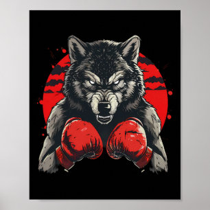Bokser Wolf Met Bokshandschoenen Kickboksen Funny Poster