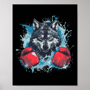 Bokser Wolf Met Bokshandschoenen Kickboksen Funny Poster