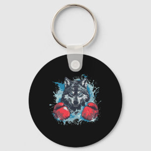 Bokser Wolf Met Bokshandschoenen Kickboksen Funny Sleutelhanger