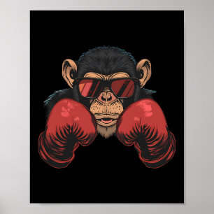 Bokseraap met bokshandschoenen Kickboksen Funny B Poster