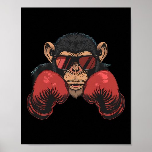 Bokseraap met bokshandschoenen Kickboksen Funny B Poster (Voorkant)