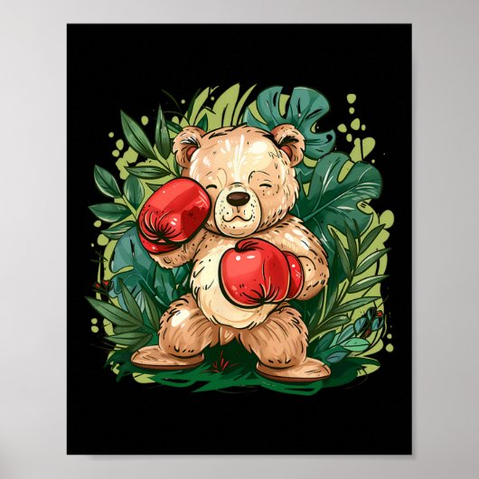 Bokserbeer met boks handschoenen kickboksen grappi poster (Voorkant)