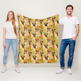 Bokserhond Bloemen Patroon Dierenkliniek Fleece Deken