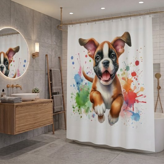 Bokserhond Kleurensplash Douchegordijn