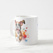 Bokserhond Kleurensplash Koffiemok (Voorkant links)