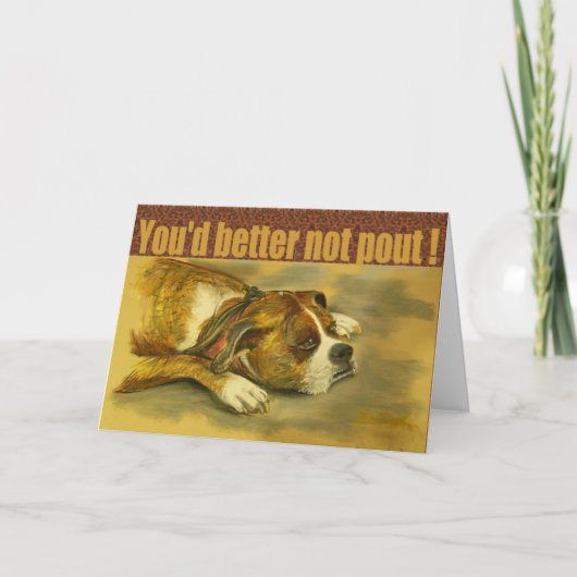 Boksershond Beter Niet Pout Kerst Kaart (Voorkant)