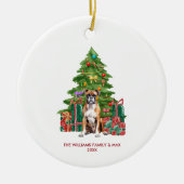 Boksershond gepersonaliseerde kerst keramisch ornament (Voorkant)