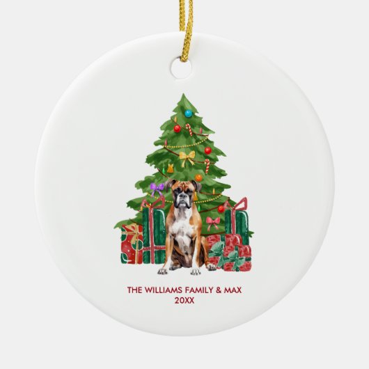 Boksershond gepersonaliseerde kerst keramisch ornament (Voorkant)