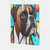 Boksershond "Glas in lood" Glas Ornament (Voorkant links)