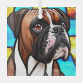 Boksershond "Glas in lood" Glas Ornament (Voorkant)