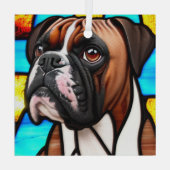 Boksershond "Glas in lood" Glas Ornament (Achterkant)