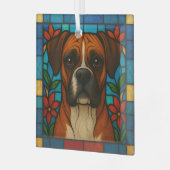 Boksershond "Glas in lood" Glas Ornament (Voorkant links)