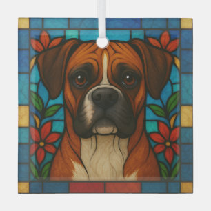 Boksershond "Glas in lood" Glas Ornament