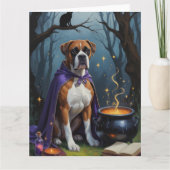 Boksershond grillig Halloween schilderij Kaart (Voorkant)