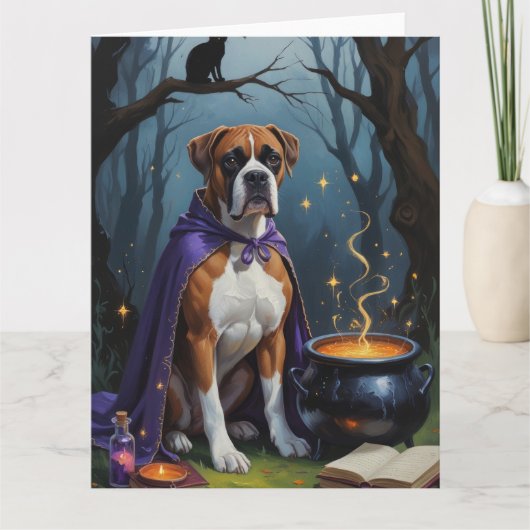 Boksershond grillig Halloween schilderij Kaart (Voorkant)