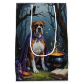 Boksershond grillig Halloween schilderij Medium Cadeauzakje (Achterkant)