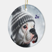 Boksershond in de winter keramisch ornament (Links)