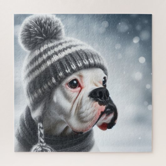 Boksershond in de winter legpuzzel (Verticaal)