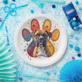Boksershond in Waterverf Pawprint Papieren Bordje (Feest)