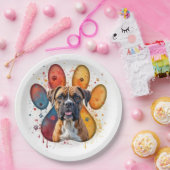 Boksershond in Waterverf Pawprint Papieren Bordje (Feest)