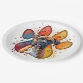 Boksershond in Waterverf Pawprint Papieren Bordje (Gekanteld)