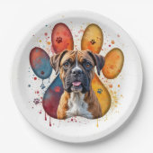 Boksershond in Waterverf Pawprint Papieren Bordje (Voorkant)