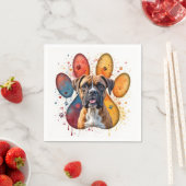 Boksershond in Waterverf Pawprint Servet (Insitu)