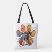 Boksershond in Waterverf Pawprint Tote Bag (Achterkant)