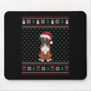 Boksershond met Santa Hat Ugly Xmas Hondenliefhebb Muismat