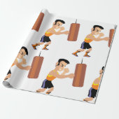 Boksertraining met bokszak cadeaupapier (Uitgerold)
