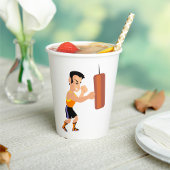 Boksertraining met bokszak papieren bekers