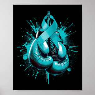 Bokshandschoen Blauwgroen lint Vecht tegen baarmoe Poster
