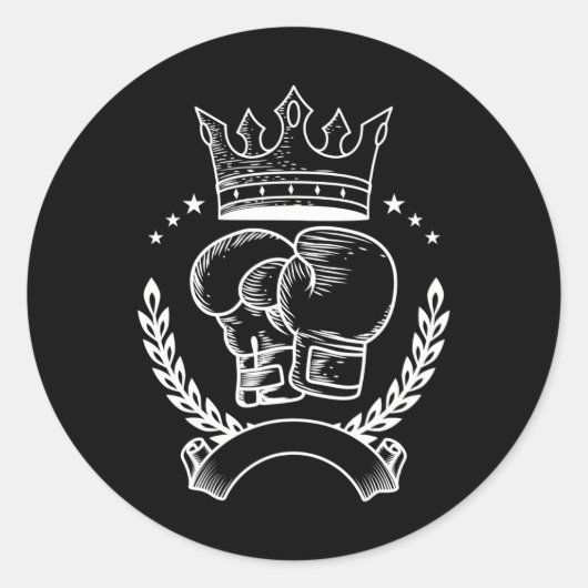Bokshandschoen Kroon Boxer Coach Combat Sport Ronde Sticker (Voorkant)