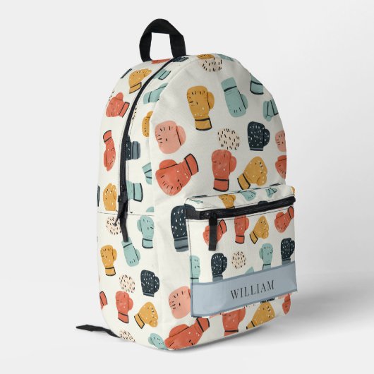 Bokshandschoenen Beige Kinder terug naar school Bedrukte Rugzak (Achterkant Hoek Links)