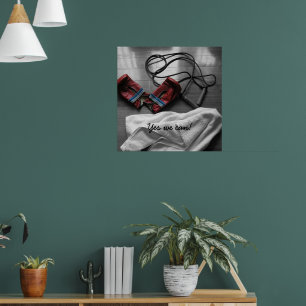 Bokshandschoenen en fitnesscentrum poster