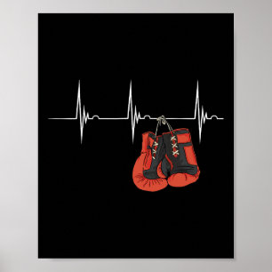 Bokshandschoenen Heartbeat EKG Pulse MMA Boxing Ki Poster