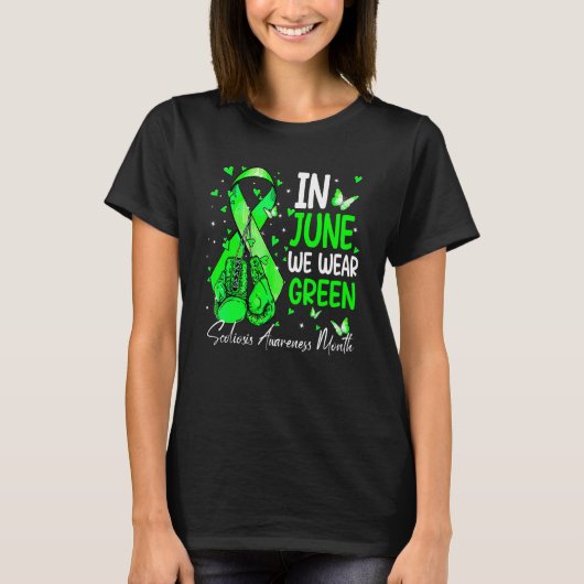 Bokshandschoenen In juni Draag we Green Scoliosis  T-shirt (Voorkant)