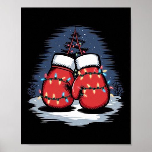 Bokshandschoenen Kerst Boksen Poster (Voorkant)